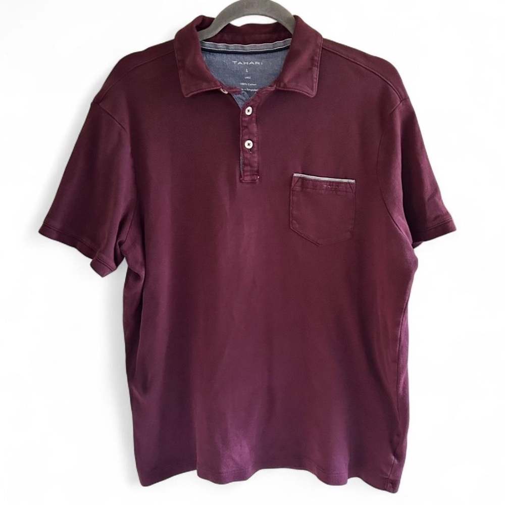 Tahari Men's Polo in Deep Burgundy with Chest Pocket